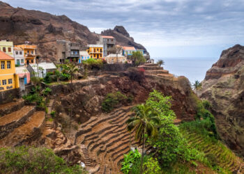 Fontainhas village and terrace fields in Santo Antao island, Cape Verde