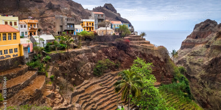 Fontainhas village and terrace fields in Santo Antao island, Cape Verde