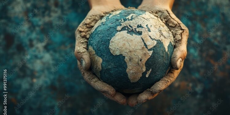 Hands holding a globe, symbolizing care for the Earth and environmental awareness.