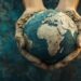 Hands holding a globe, symbolizing care for the Earth and environmental awareness.